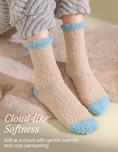 Image of TEHOOK Warm & Cozy Gifts for Women, Fluffy Fuzzy Plush Sleeping Slipper Socks - Soft Warm Fabric
