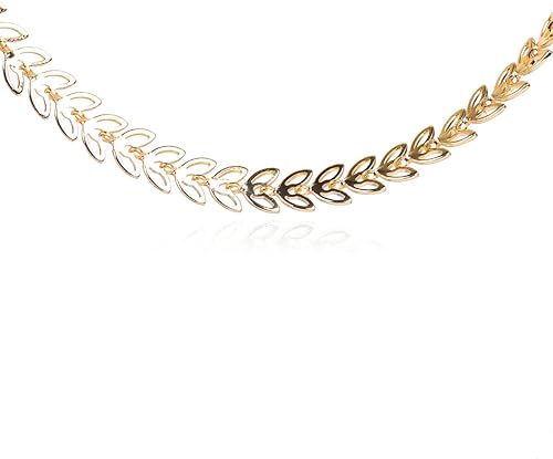 JOE FOREMAN Cadena de cable de 39.4 in de latón con oro de 14 quilates, 0.236 in, hecha a mano, hoja de mariposa, cadena de cable para pulseras y