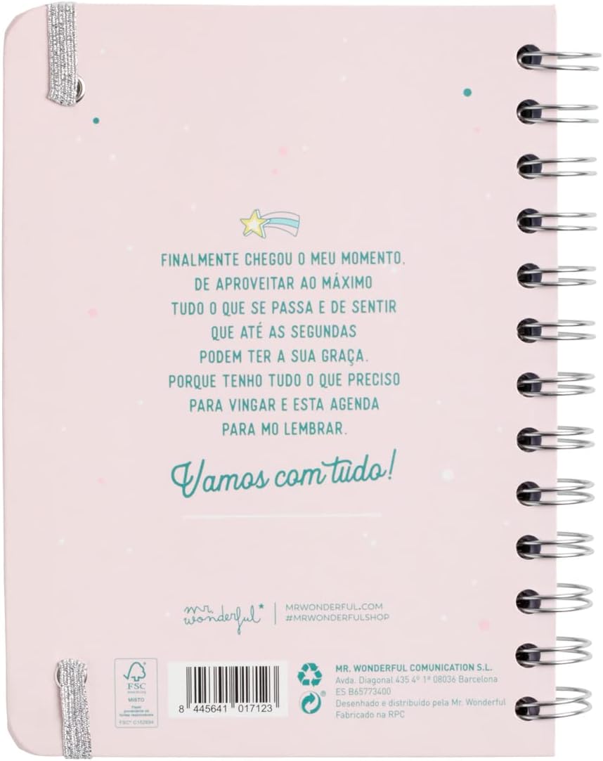 Mr. Wonderful - Small Classic Yearly Diary 2023 Weekly - One Thousand and um Planos, Pink, WOA2212300PTZ0 (Portuguese)