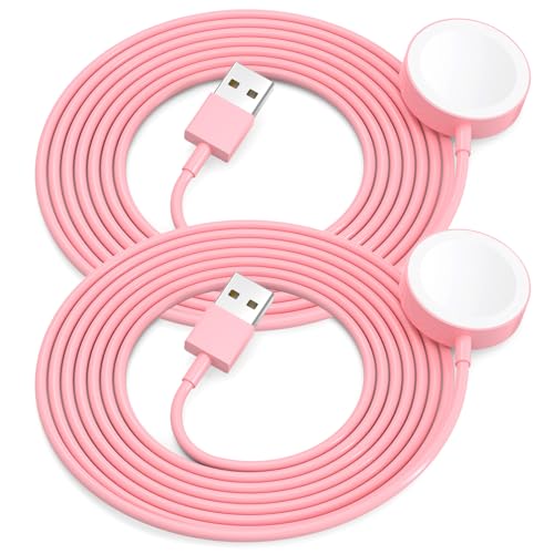Image of 2Pack Pink for Watch Charger USB Magnetic Fast Charger Portable Compatible with Watch Ultra /SE /Series 10-1 [3.3FT]