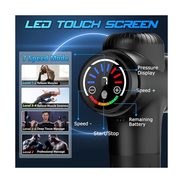 TOLOCO Massage Gun Deep Tissue, Percussion Massage Gun with 10 Replacement Heads, Super Quiet Portable Electric Massager for Athletes, Relax, Fathers Day Dad Gifts, Black - Image 2