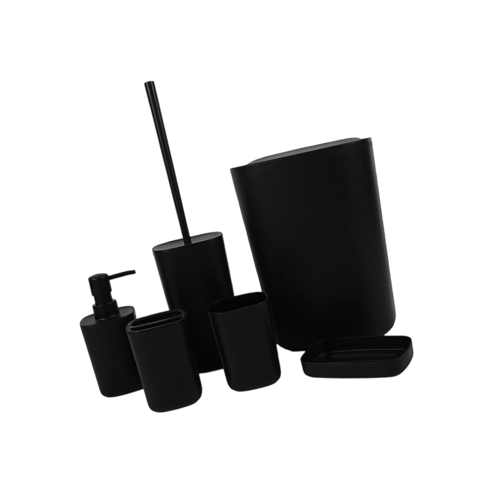 Bottone Modern Bathroom 6 Piece Set Toothbrush Cup Holder Trash Bin Combo Easy Assembly Design Bathroom Storage Accessories