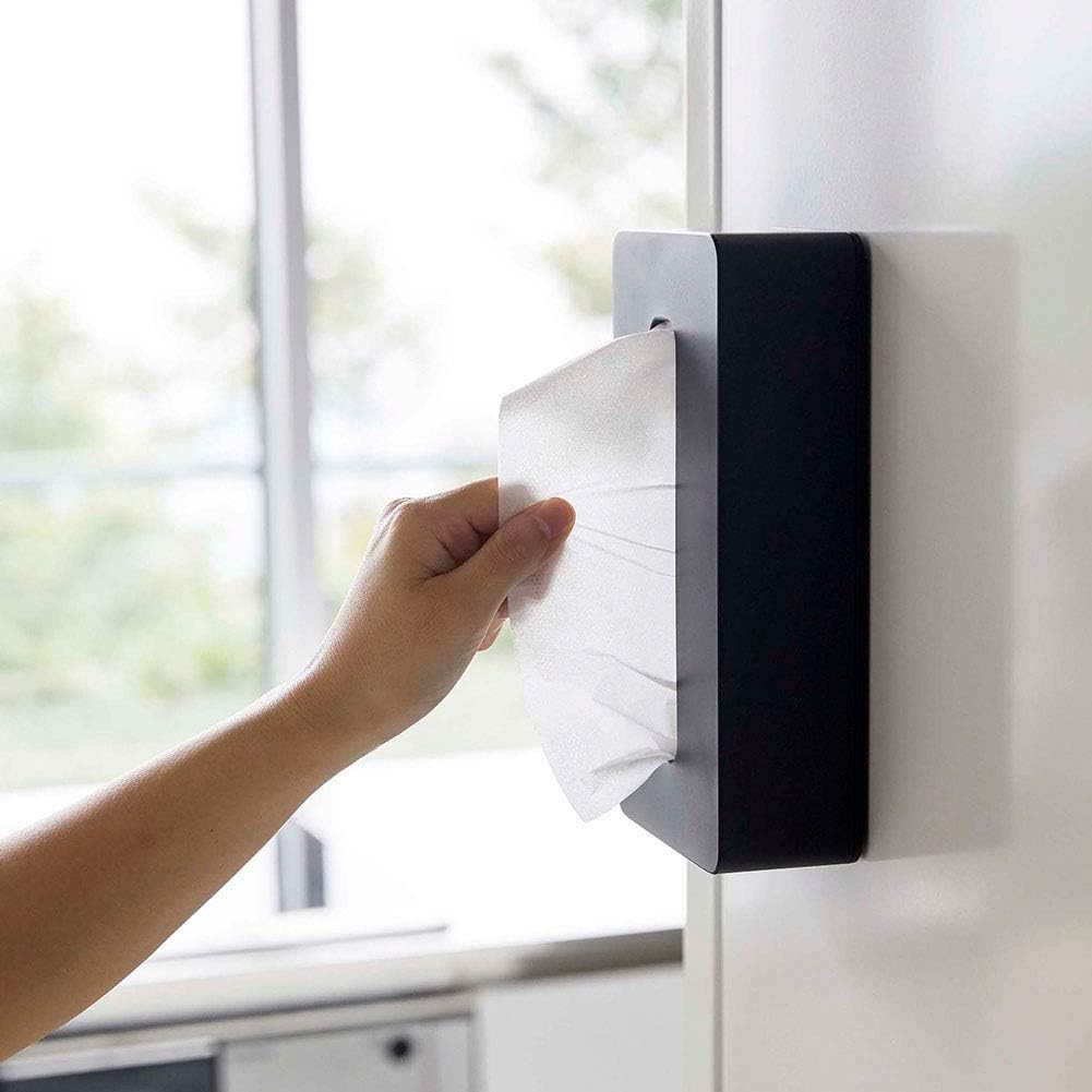 Yamazaki 5095 Magnetic Compact Tissue Case, Tower, Black, Approx. 4.5 x 2.2 x 8.5 inches (11.5 x 5.5 x 21.5 cm), Tower Compatible with Soft Pack Tissue, ブラック