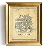 San Francisco California Vintage Poster - Map Wall Art - San Francisco Street Transit Map Print Picture - San Francisco Art Wall Decor - Map Poster of San Francisco - Decorative Artwork Souvenir Gift