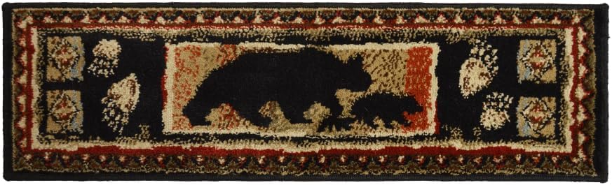Mayberry Rug Rustic Ranch Black Bear Non Skid Lodge Stair Tread 9"x30" - Set of 4