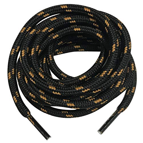 B&Q 3 Pairs Heavy Duty Round Boot Laces Shoelaces for Hiking Walking Construction Safety Work Boots Shoes (48' (120cm), Black Yellow Brown Spot)