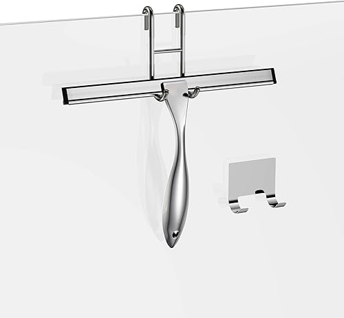 Escobilla de ducha y escobilla de ventana, acero inoxidable, 100% libre de rayas, limpiador para puertas de vidrio, espejos del hogar,