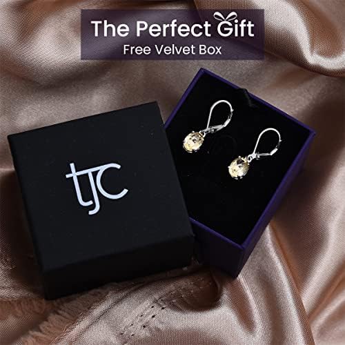 TJC Drop Dangle Earrings for Womens in 925 Sterling Silver with Lever Back Clasp Hypoallergenic Jewellery Gift for Girlfriend/Wife/Mother Amethyst/Citrine/Garnet/Topaz/Quartz/Spinel/Peridot