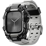 究極の頑丈なケース Apple Watch 46mm用 バンド付き Apple Watch Series 11/10に対応 ミリタリーグレード 耐衝撃衝撃吸収カバー iWatch タクティカルバンド メンズ (46mm グレー)