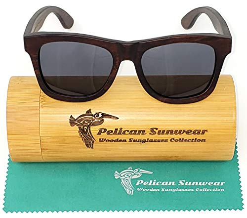 Image of Wood Sunglasses | Polarized | Vintage Wooden Frame | 100% UVA /UVB Protection | Bamboo Case | Men Women