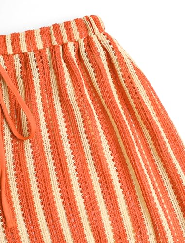 Image of ZAFUL Womens Beach Cover Up Pants Sexy Crochet Drawstring Elastic Boho Swimsuit Cover Up Long Pants Beach Wear
