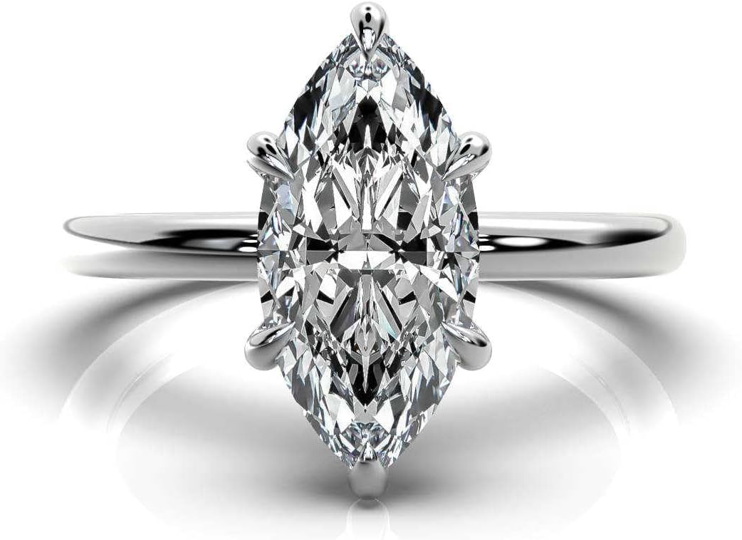 1-5 Ct Marquise Moissanite Engagement Ring 10k 14k 18k Rose Gold & 925 Sterling Silver Solitaire with Thin Band Engagement Ring Christmas gift for Women