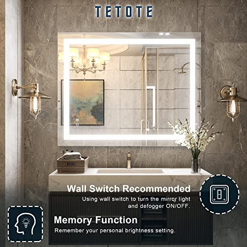 Tetote 30 X 36 Bathroom Led Mirror Vanity Mirror With Lights,Dimmable,Anti-Fog,Makeup Wall Mounted Modern Lighted Mirror #TOP4