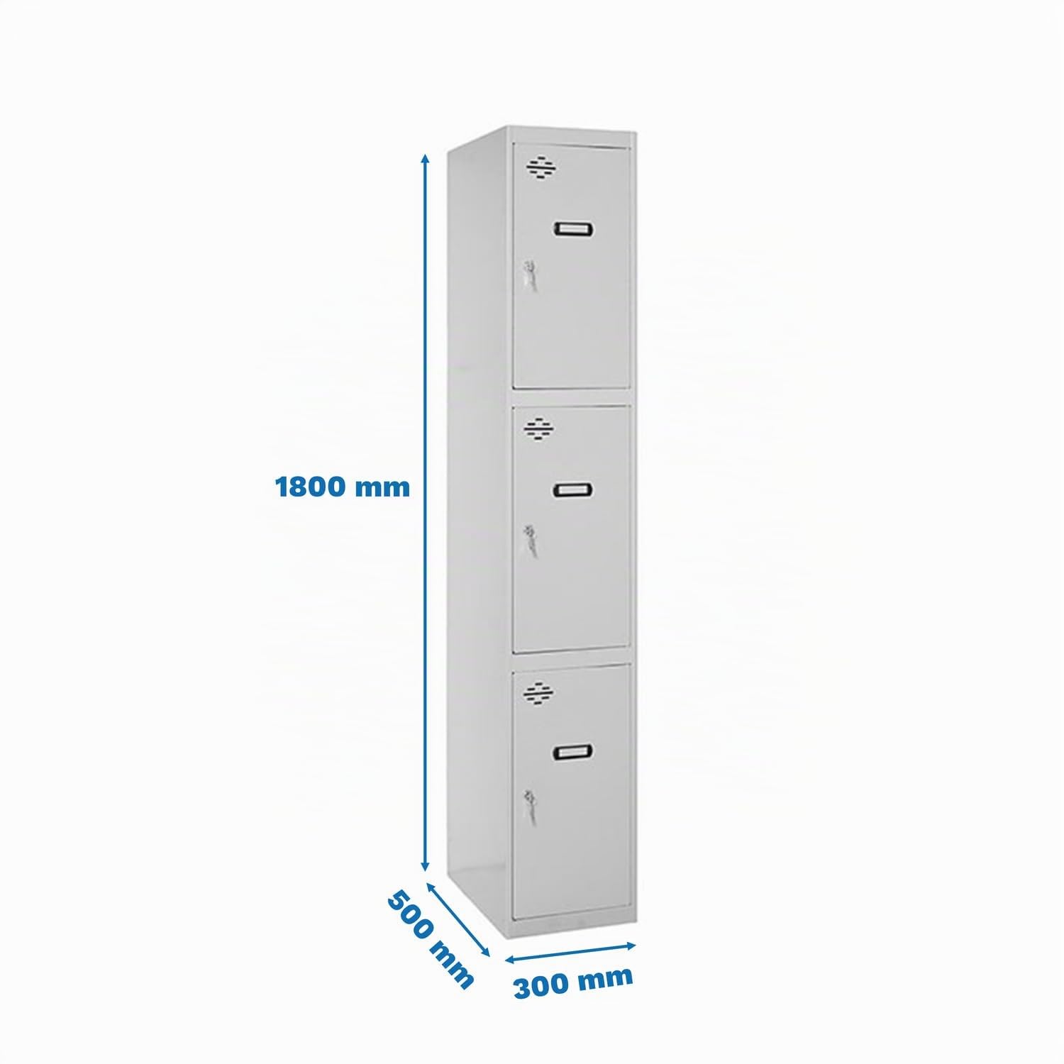 Simon Rack Taquillas Vestuario Metalicas, 3 Puerta, Incluye Llave, 1800x300x500 mm, Gris - Simonlocker