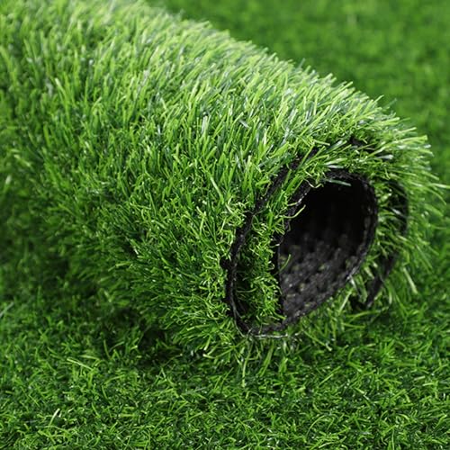 Tappeto da esterno di alta qualità spesso 2 cm, erba artificiale realistica con retro in gomma, per giardino e cortile, personalizzato (verde, 2 x 21 m)