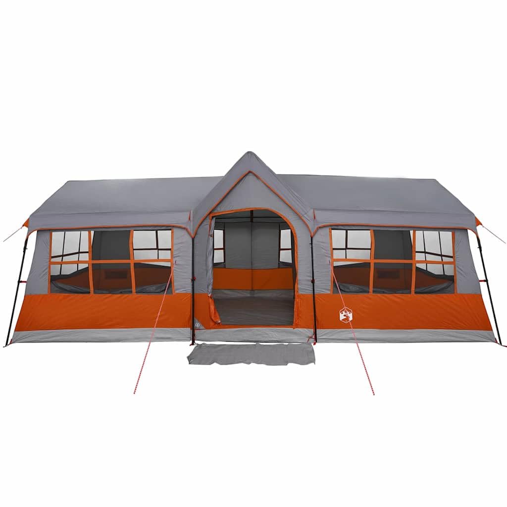 vidaXL Namiot rodzinny Szary i pomarańczowy 622 x 295 x 238 cm | Pomieści do 12 osób w komfortowy sposób, Chroni przed deszczem i słońcem, Łatwa do transportu z dołączoną torbą