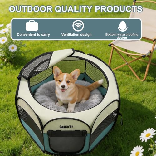 Image of Pet Playpen, Foldable Dog Playpens, Portable Exercise Kennel Tent for Puppies /Dogs /Cats /Rabbits, Dog Play Tent with Removable Mesh Shade Cover for Travel Indoor Outdoor Using(Small)