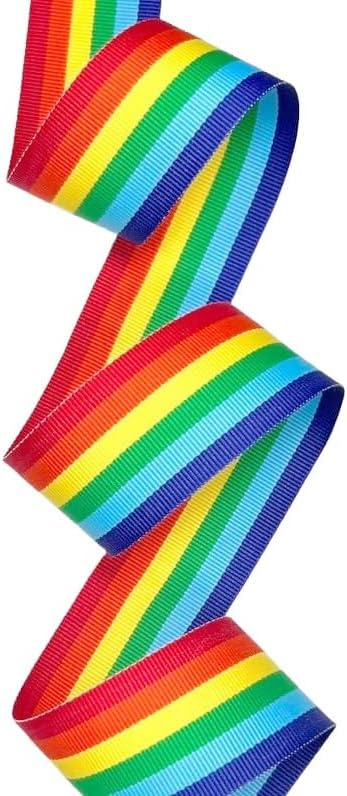 USA Made 1-3/8" Rainbow Striped Grosgrain Ribbon - 100 Yards