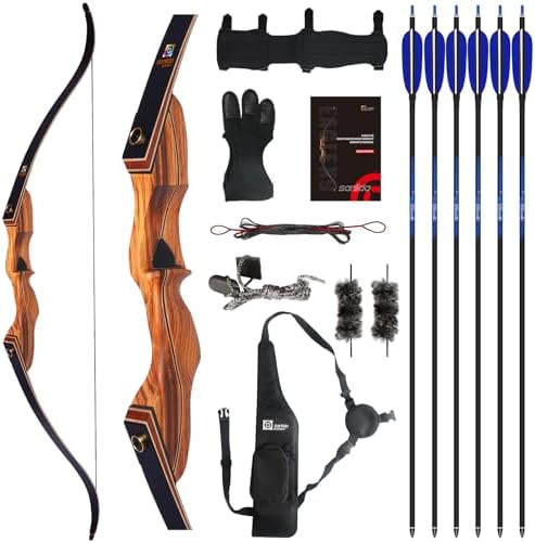 Sanlida Eagle X9 New 58” RTH Standard Hunting Recurve Bow and Arrow Set for Adults and Hunters, Wooden Takedown Recurve Bows Package for Outdoor, Hunting and Practice (40 Lbs, Right Hand)