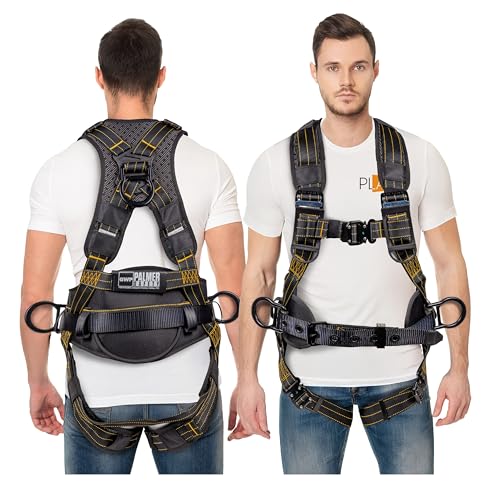 Palmer Safety Fall Protection Construction Safety Harness - QCB Chest and Legs - Aluminum D-Rings - Oil and Dust Resistant - OSHA and ANSI Compliant (2X-Large)
