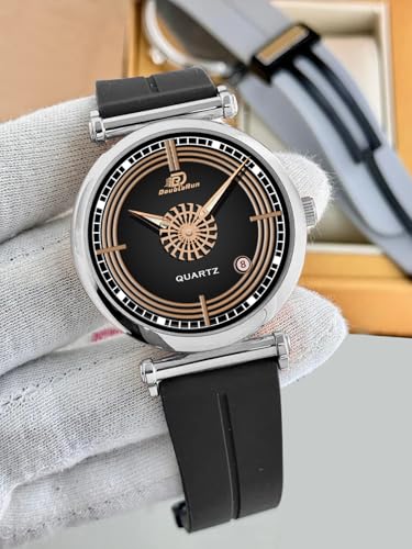 Image of DOUBLERUN Date Function White Color Silicone Strap Analog Wrist Watch for Men S 26-00-0