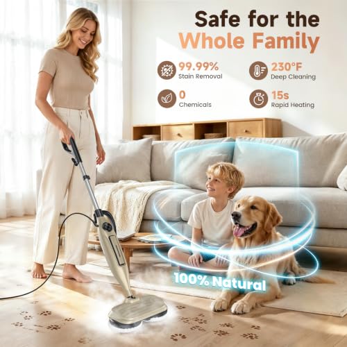 Image of DEVOAC VM6 Scrubbing Steam Mop with Rotating Mop Pads, 10 in 1 Steam Mop, Lightweight Spin Mop & 3 Steam Modes for Hard Floor Laminate Marble Floors (Auster)