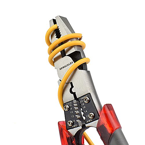 Lineman's Pliers, Combination Pliers with Wire Stripper/Crimper/Cutter Function, Heavy Duty Side Cutting High-Leverage Plier, 8 inch NEWACALOX