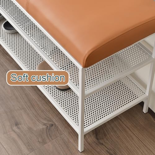 Banc de rangement à chaussures élégant en métal noir de 80 cm - 8