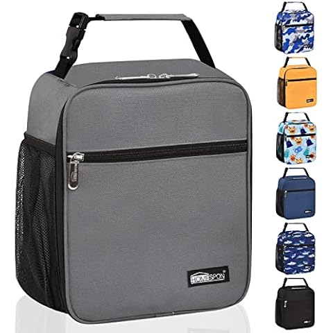 HOMESPON Insulated Lunch Bag for Men Women Adults for Work, Kids Boys Girls Teens School Lunch Box with Bottle Holder (Dark Grey) Cover