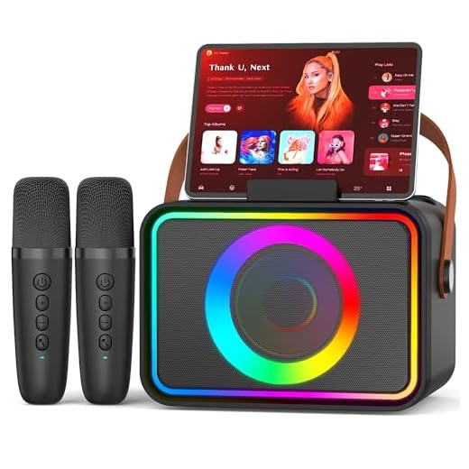 Máquina de Karaoke con 2 micrófonos para Adultos y niños, Altavoz de Karaoke Bluetooth portátil para Adultos y niños, Sistema PA de Fiesta con Luces de Discoteca para reuniones, Regalos para la