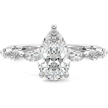 2.3 Carat ctw Pear Cut Moissanite Engagement Rings for Women Sterling Silver D Color Moissanite Pear Shaped Promise Ring Size 4-12