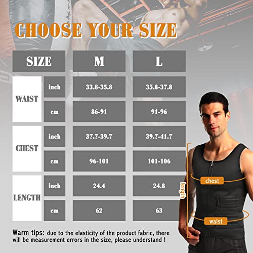 Bigfox Neoprene Sauna Vest For Men, Waist Trainer Sweat Vest Tummy Control Zipper Body Shaper Tank Top With Two Belt Zipper #TOP6