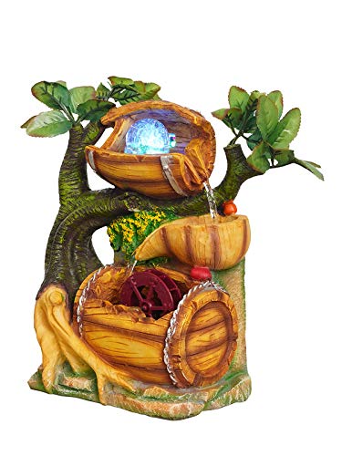 Image of Polyresin Adorable Table Top Indoor 2 Designer Steps Waterfall Fountain for Living Room Home Decor with LED, Speed Controller Pump & Crystal Ball (Size: 32 x 25 x 17.5CM | Color: Multi)