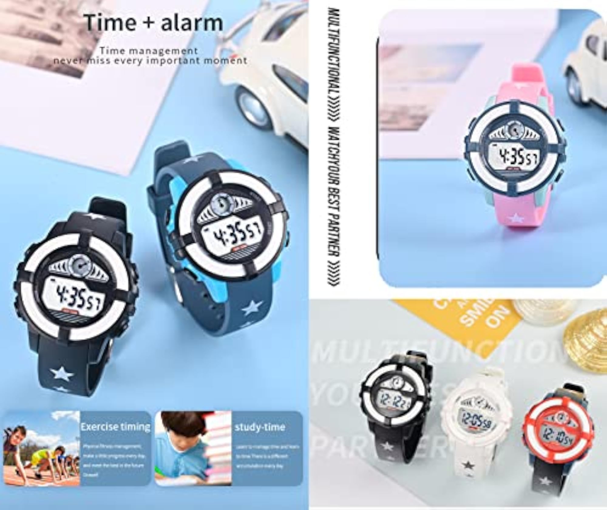 Digital Dial Waterproof Watch for Small Boys & Girls