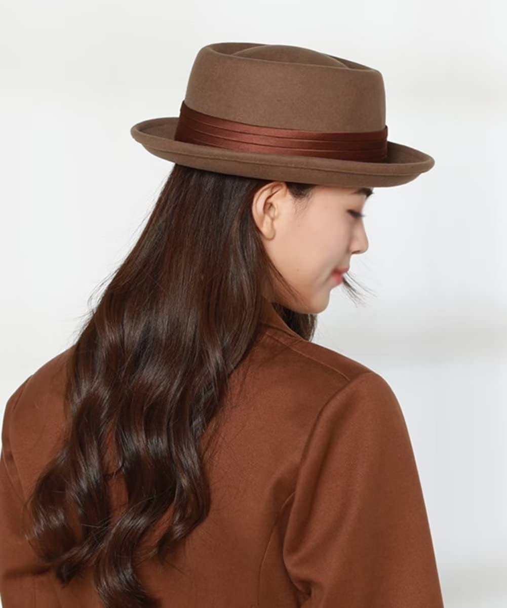 Donna 100% Lana Fedora Cappello in Feltro Elegante 1920s Vintage Cappello da Chiesa