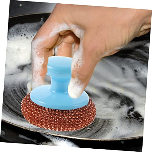 KALLORY 5 Sätze Drahtbürstengriff Kratzfeste Kochutensilien Spülschwamm Reinigungsbürsten Für Den Hausgebrauch Metallschrubber Küchenreinigungsbürste Edelstahl-Topfbürste – Bild 3