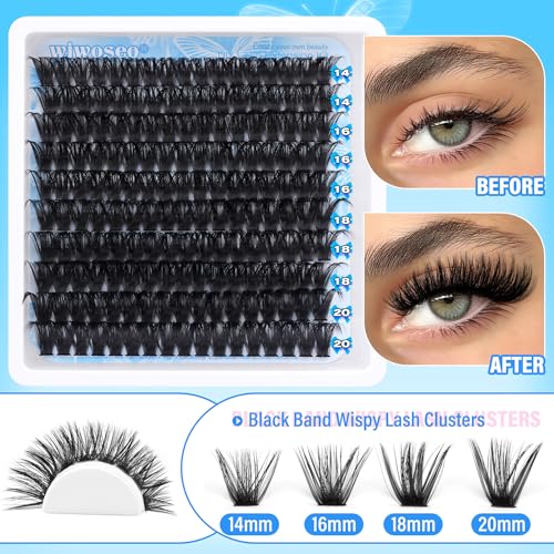 Wiwoseo Mink Lash Clusters Kit 150D Thick 14-20MM Long