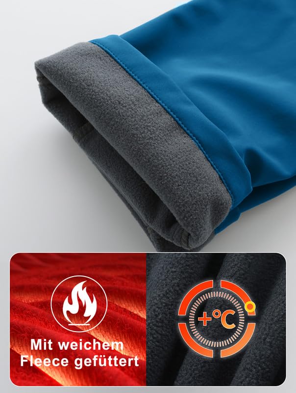 Zzkouine Pantaloni Softshell Bambino Caldo Pantaloni Invernali Trekking Ragazzo Pantaloni Neve Bambino Impermeabili con Fodera in Pile