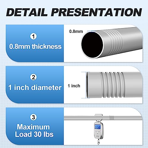 Image of CorkLatta Silver Shower Curtain Rod 31 to 104 Inch,1 Inch Diameter Adjustable Spring Tension Curtain Rod No Drilling Stainless Steel Telescoping Rod,No Rust
