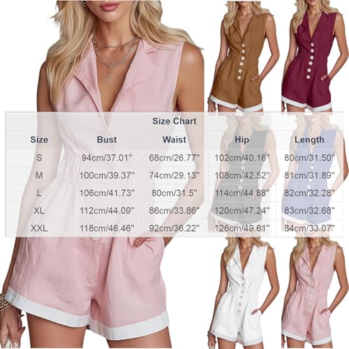 Mono corto para mujer de verano casual con botones y cintura elástica 2