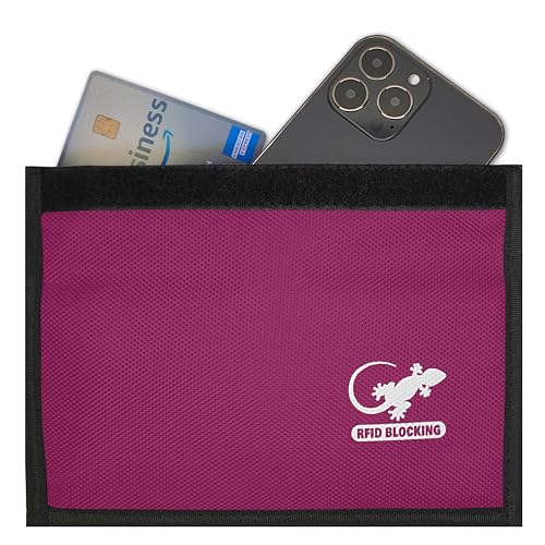 Image of GECKO TRAVEL TECH Pink Nylon Faraday Bag - Signal Blocker for Cell Phone, Car Key FOB, Data Privacy (PINK - NYLON)