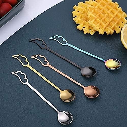 Spoon Set Tableware Spoon for Home Restaurant, Plating Stainless Steel Coffee Spoon Korean Ice Cream Scoop (2pcs Silver)