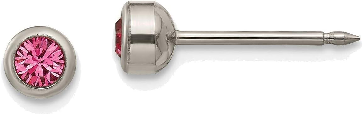 4mm Crystal Bezel Titanium Piercing Earrings - Hypoallergenic for Sensitive Ears