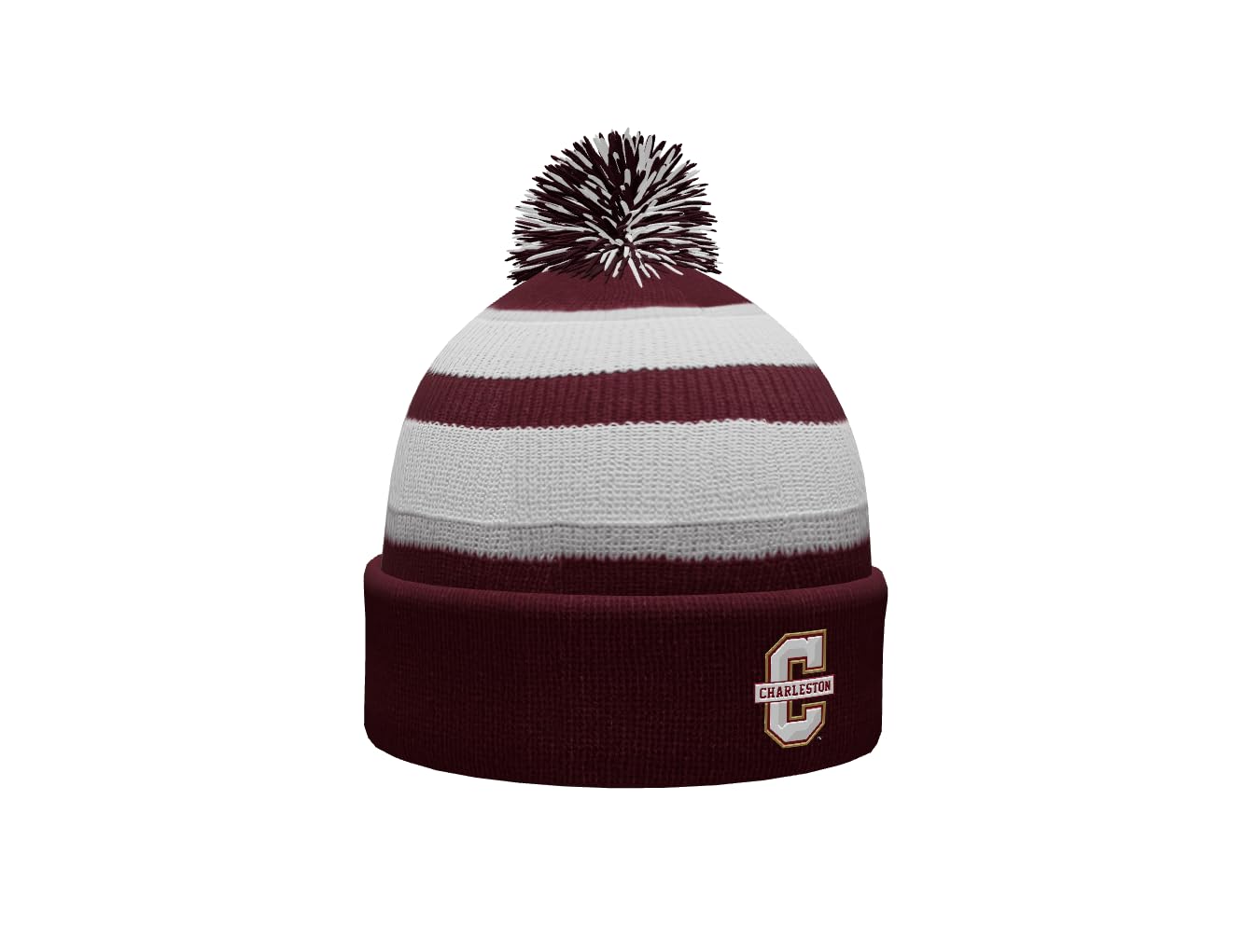 Sport Your Gear College of Charleston Cougars Prime Cuffed Fold Over Pom Pom Winter Knit Hat Beanie Alternate