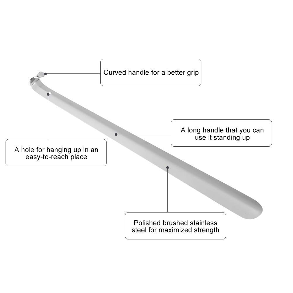 Calzascarpe In Acciaio Inossidabile Diompirux - 2 Pezzi, Lunghezza 42cm, Con Occhiello Per Appendere, Per Anziani E Donne Incinte - Foto 5