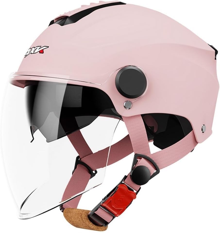 Casco de moto 3/4 con visera transparente para adultos en scooter y ciclomotor urbano