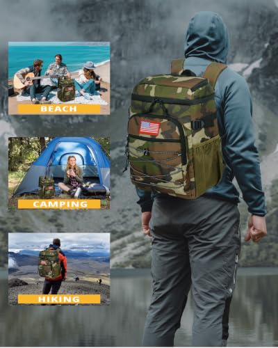 Image of 25L Insulated Cooler Backpack Water-Resistant Molle Cooler Bag for Camping