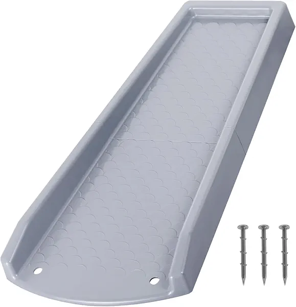 plusgutter Rain Gutter Downspout Splash Block, Gutter Downspout Extensions for Water Drainage, 24" Gutter Splash Guards Downspout Extender, Fixable Down spout Drain Trays with PE Nails(1 Pack, Gray)