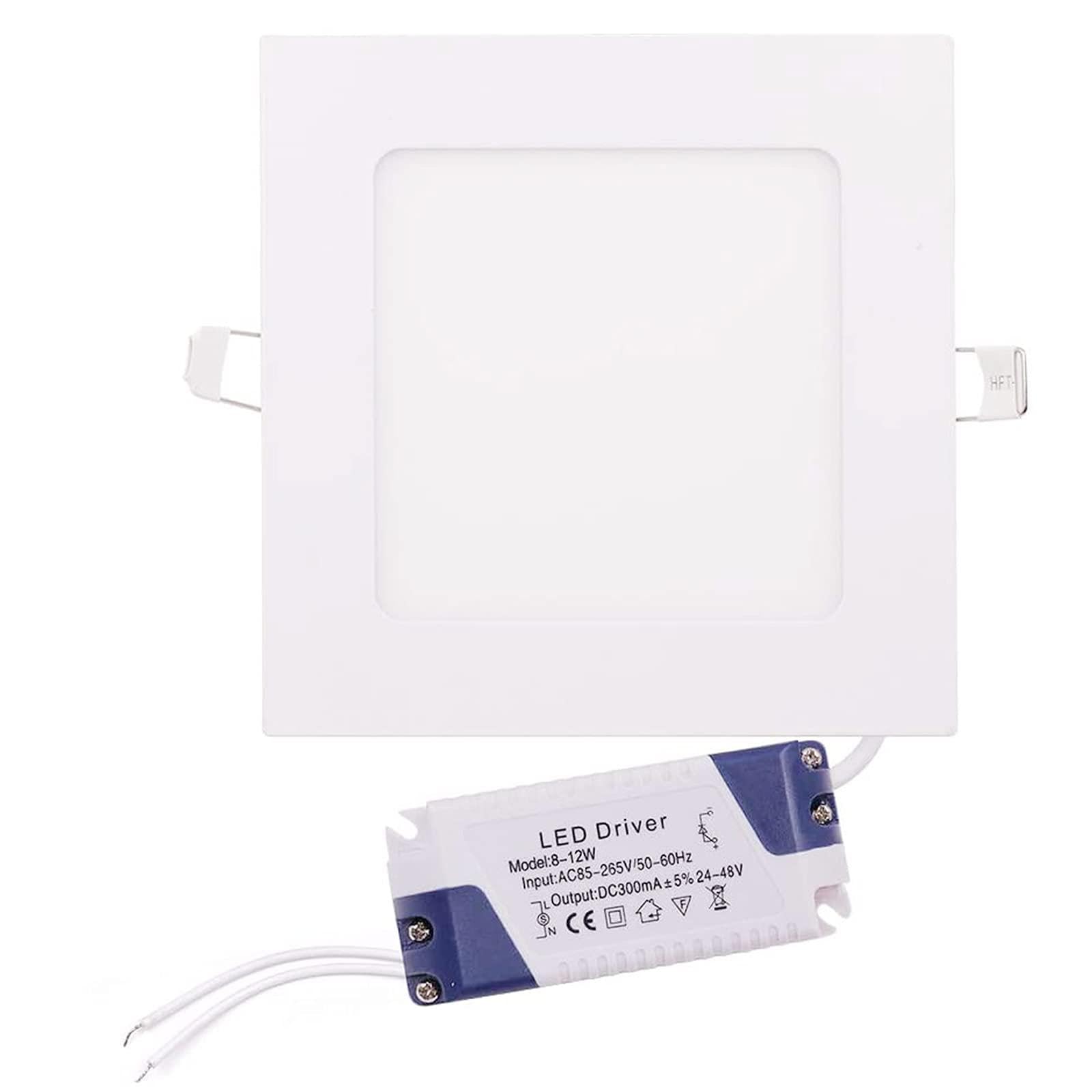 XUNATA 15W LED Square Recessed Lighting Ultra Thin LED Ceiling Lights 7 inch Cut Size Panel Light 6500K Cool White Fixture