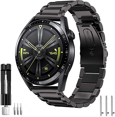 SPGUARD Bracelet compatible avec Huawei Watch GT3/GT3 Pro/GT 2/GT2 Pro 46mm Bracelet,22mm Bracelet de Métal en Acier Inoxydable Band compatible avec Huawei Watch GT 2e/GT/GT Active/Honor Magic Watch2